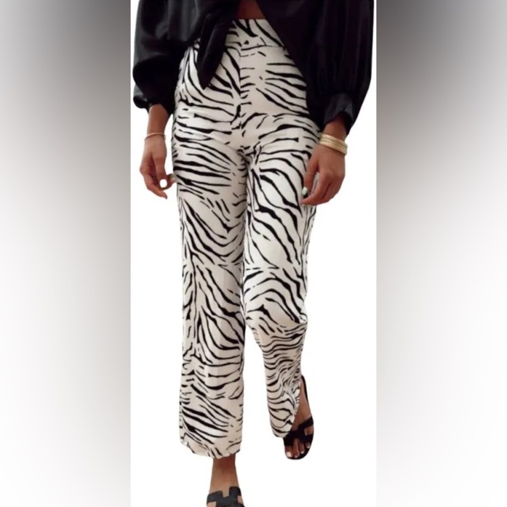 Zara Black and White Zebra Print Pants